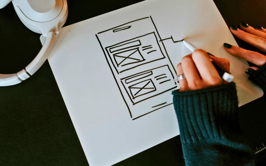 responsive web design in michigan drawing out plan for web design layout on peice of paper